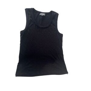 Marled Essentials Black Scoop Neck Tank Top Size S 98% Cotton Modal Blend